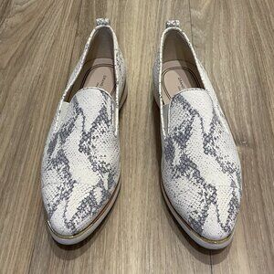 Leather Slip-On Flats, Cole Haan, White Snakeskin, Women's Size 9